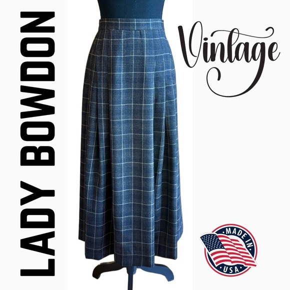 Vintage Lady Bowdon Pleated Tartan Plaid Wool Skirt (8) - Picture 1 of 17